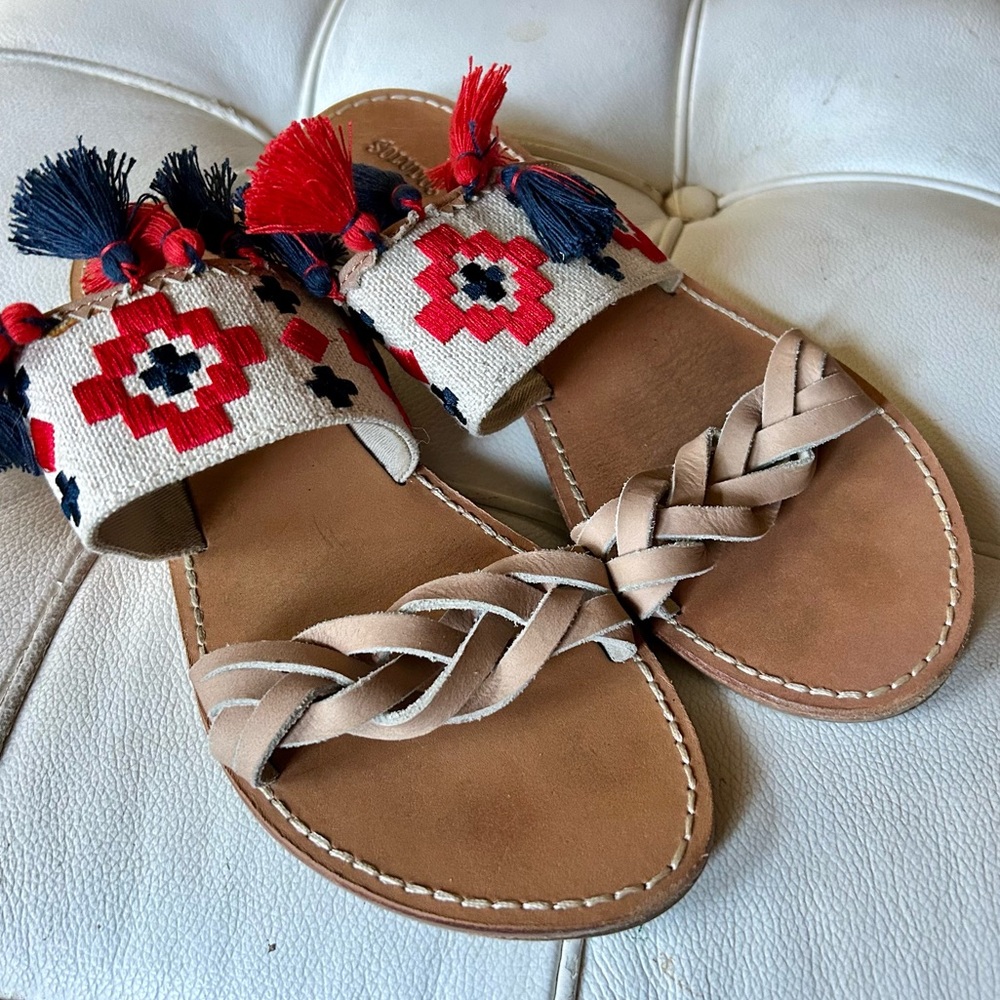 Soludos sandals woven leather boho style sz 9 good condition